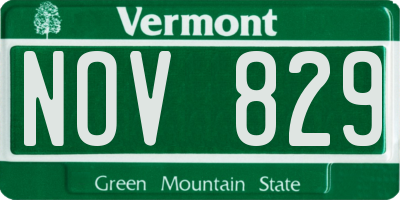 VT license plate NOV829