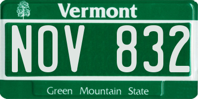 VT license plate NOV832