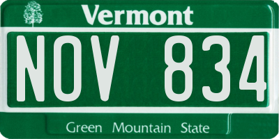 VT license plate NOV834