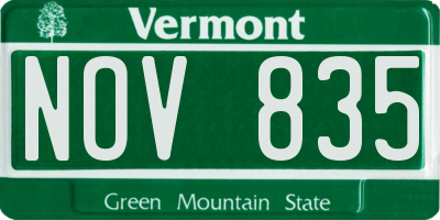 VT license plate NOV835