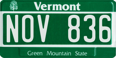 VT license plate NOV836