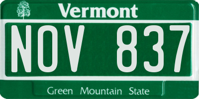VT license plate NOV837