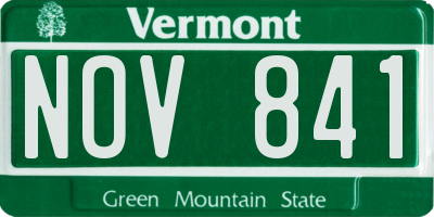 VT license plate NOV841