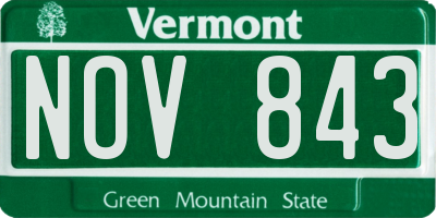 VT license plate NOV843