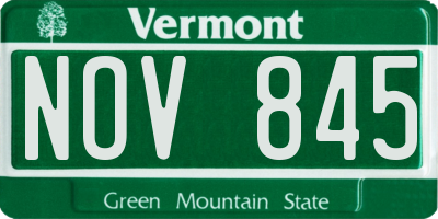 VT license plate NOV845