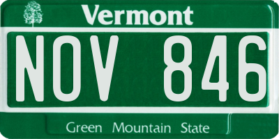 VT license plate NOV846