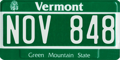 VT license plate NOV848