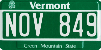 VT license plate NOV849