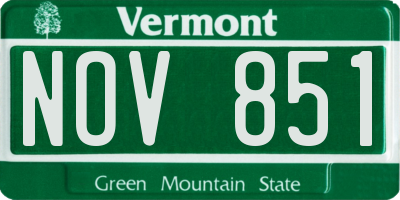 VT license plate NOV851