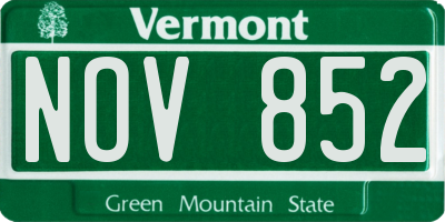 VT license plate NOV852