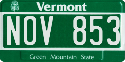 VT license plate NOV853