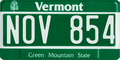 VT license plate NOV854