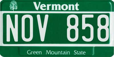 VT license plate NOV858