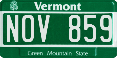 VT license plate NOV859