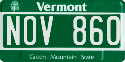 VT license plate NOV860