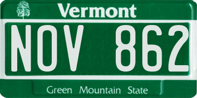 VT license plate NOV862