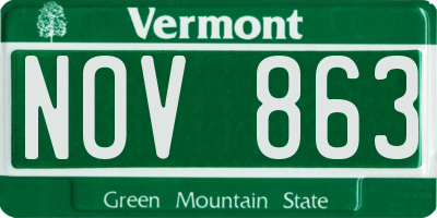 VT license plate NOV863