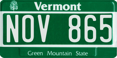 VT license plate NOV865