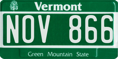 VT license plate NOV866