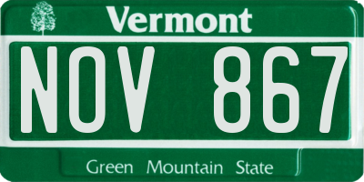 VT license plate NOV867