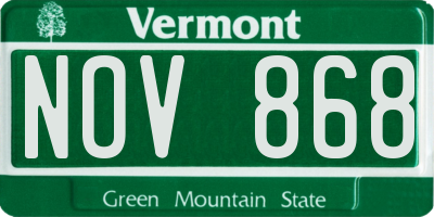 VT license plate NOV868