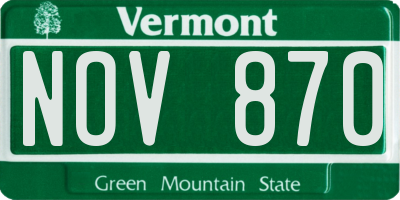 VT license plate NOV870