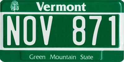 VT license plate NOV871