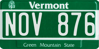 VT license plate NOV876