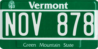 VT license plate NOV878
