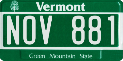 VT license plate NOV881