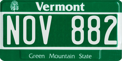 VT license plate NOV882