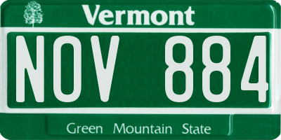 VT license plate NOV884