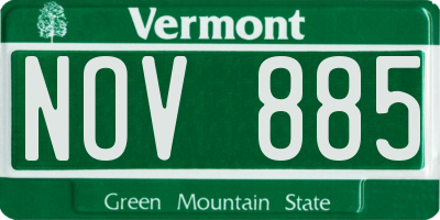 VT license plate NOV885