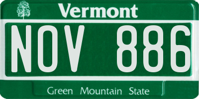 VT license plate NOV886