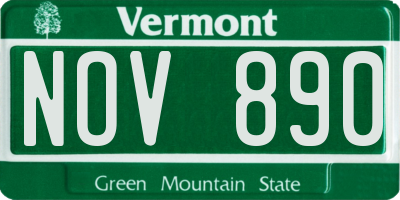 VT license plate NOV890