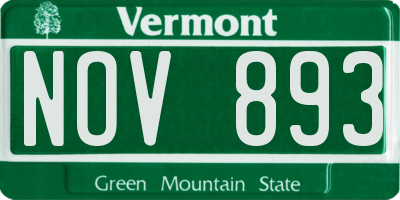 VT license plate NOV893