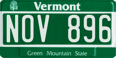 VT license plate NOV896