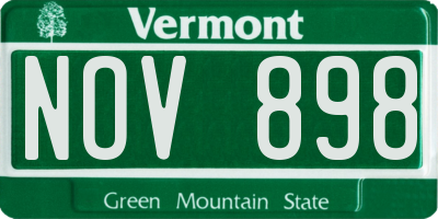 VT license plate NOV898