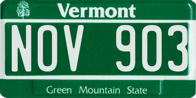 VT license plate NOV903