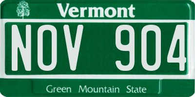 VT license plate NOV904