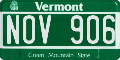 VT license plate NOV906