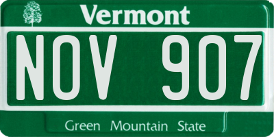 VT license plate NOV907