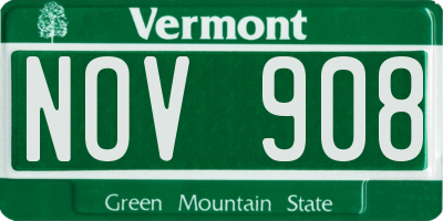 VT license plate NOV908