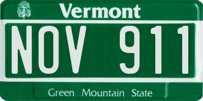 VT license plate NOV911