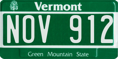 VT license plate NOV912