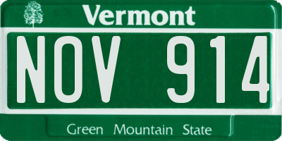 VT license plate NOV914