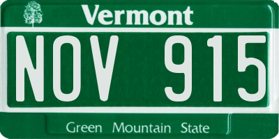 VT license plate NOV915