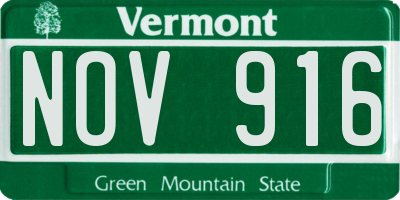VT license plate NOV916