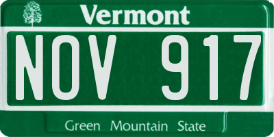 VT license plate NOV917