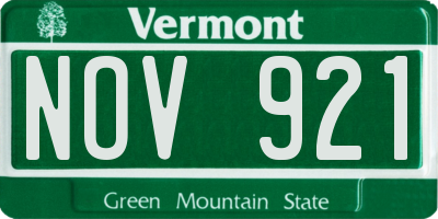 VT license plate NOV921